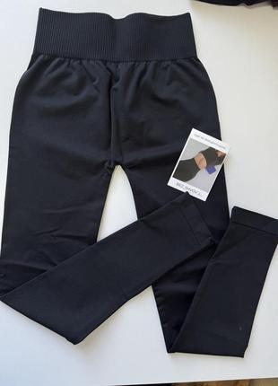 Базові гладкі лосіни безшовні лосіни без пуш ап чорні чорний