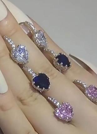 Сережки серця кульчики каміння