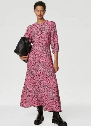 Стильное платье миди marks & spencer, вискоза, большой размер