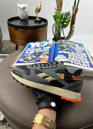 Чоловічі кросівки 👟 reebok classic leather new grey black orange🔥 стильна та зручна модель 🔥 преміум якості ⚜️