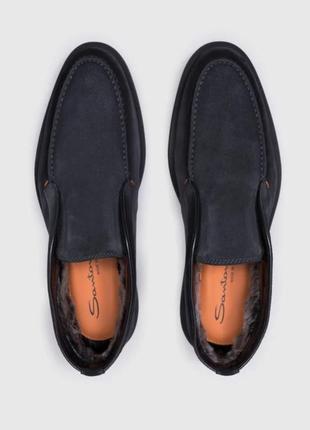 Мужские дезерты santoni синие замшевые с мехом, размер 41-42