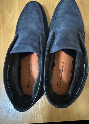 Мужские дезерты santoni синие замшевые с мехом, размер 41-428 фото