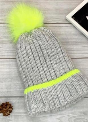 Новая теплая шапка на девочку серая 8-13 лет на флисе