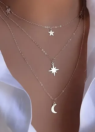 Намисто підвіска у вигляді зірки та місяця 39+5см