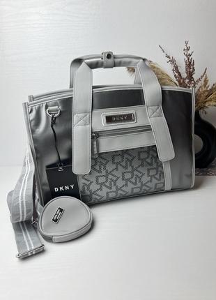 Сумка шоппер dkny среящаяся серая