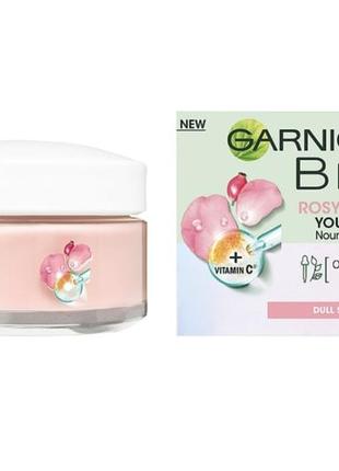 Живильний крем для обличчя garnier bio rosy glow 3 in 1 youth cream з олією шипшини, 50 мл