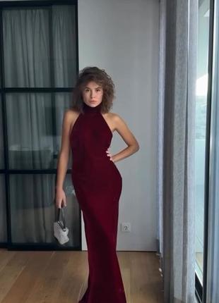 Бархатное платье zara, платье длинное вечернее зара
