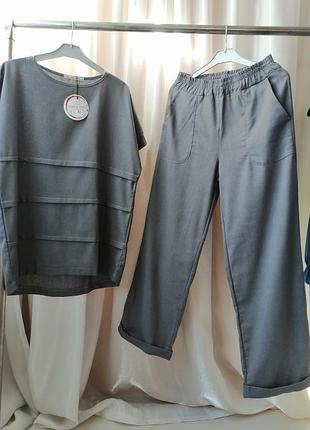 Пляжний літній костюм натуральний льон накидка на купальник