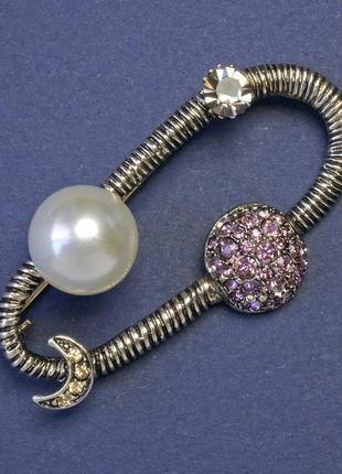 Брошь орбита с планетами "жемчужина" + стразы