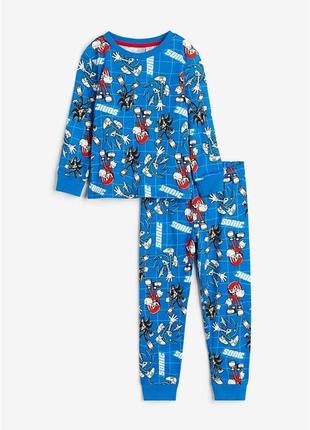 2-4/8-10 р h&m новий фірмовий трикотажна піжама комплект костюм їжак сонік sonic