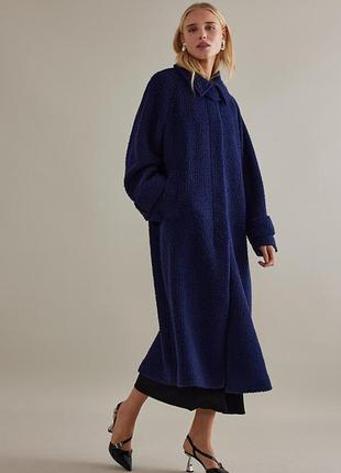 Anthropologie текстурированное макси пальто темно синее l anthropologie slouchy textured maxi coat