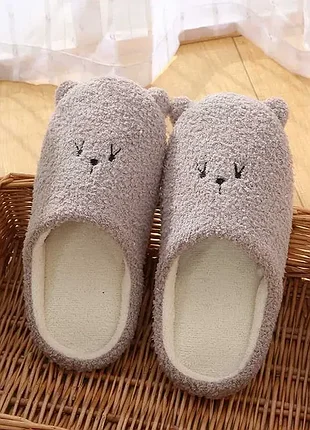 Осенне-зимние теплые тапочки милые медвежата пандочки шлепанцы 36-40