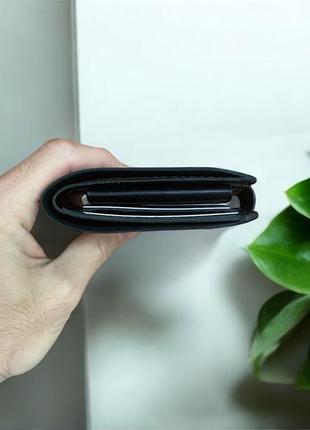 Кошелек мужской кожаный чёрный с монетницей | dagaz ручная работа