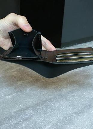 Кошелек мужской кожаный чёрный с монетницей | dagaz ручная работа