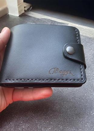 Кошелек мужской кожаный чёрный с монетницей | dagaz ручная работа