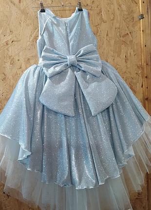 Срібна сіра сукня зірочка сніжинка зима костюм фатинова випускна із блискітками глітером з бантом
