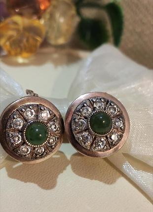 Серьги серебряные,нефрит,винтаж