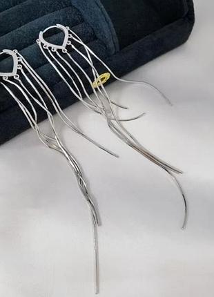 Сережки довгі ланцюжки срібні