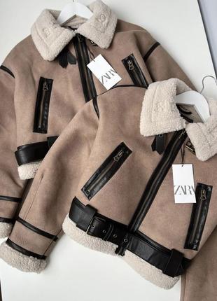 Стильная укороченная дубленка zara