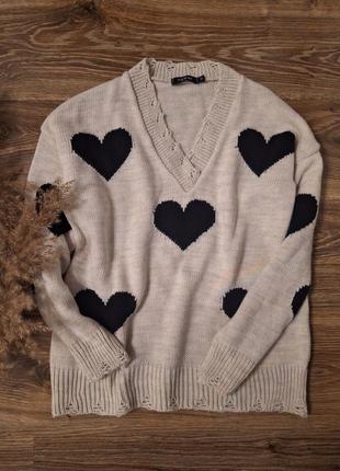 Жіночий джемпер світер у сердечки від today італія