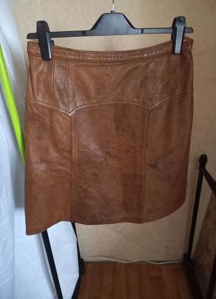 Винтажная кожаная юбка 46 размер