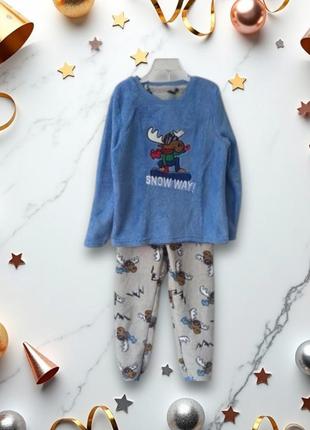 Тепла плюшева піжама домашній костюм