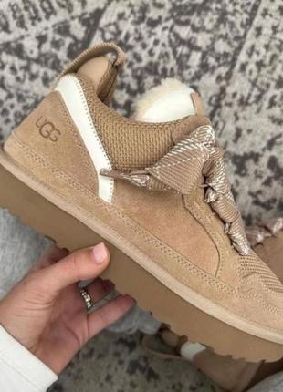 Ugg lowmel sneaker beige premium жіночі уггі угги угі уги ультра міні на овчині зимові теплі