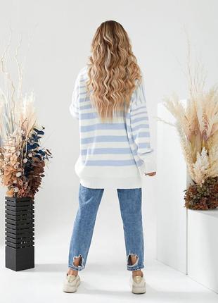 Светр-туніка в смужку, в стилі оверсайз, 50% котон 50% акрил.3 фото