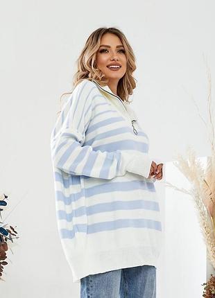 Светр-туніка в смужку, в стилі оверсайз, 50% котон 50% акрил.5 фото
