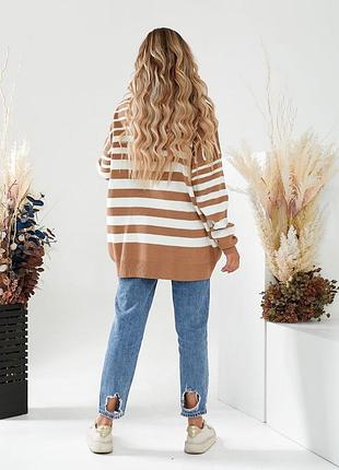 Светр-туніка в смужку, в стилі оверсайз, 50% котон 50% акрил.10 фото