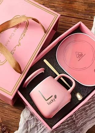 Керамическая чашка с подставкой-подогревателем