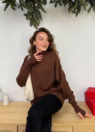 Свитер оверсайз повязка, свитер бургунди,черный, шоколад, молоко, серый.6 фото