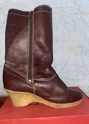 Нові шкіряні зимові чобітки з вишивкою натуральне хутро широкі виробництво срср5 фото