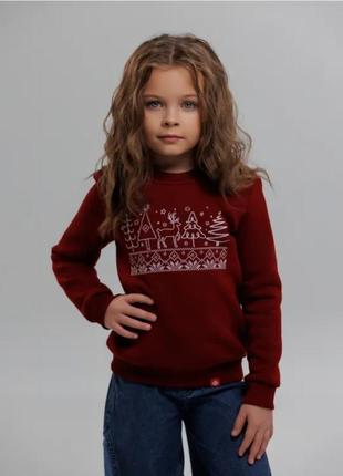 🎄новорічний/різдвяний світшот з оленями на флісі, розміри 86-152 см