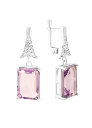 Сережки срібло з аметистом 14.232ct