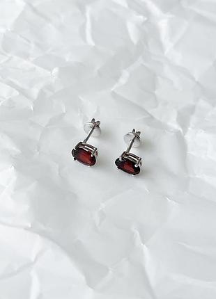 Серьги серебро с гранатом 8