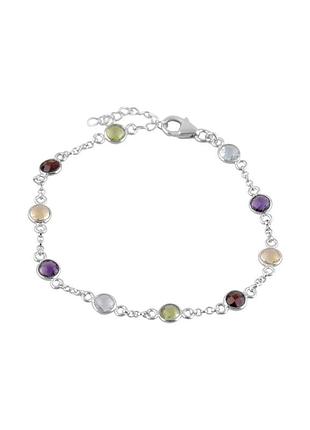 Браслет серебро с аметистом 4.857ct, топазом, цитрином nano, гранатом (18-21см)