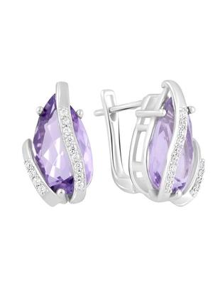 Сережки срібло з аметистом 8.373ct
