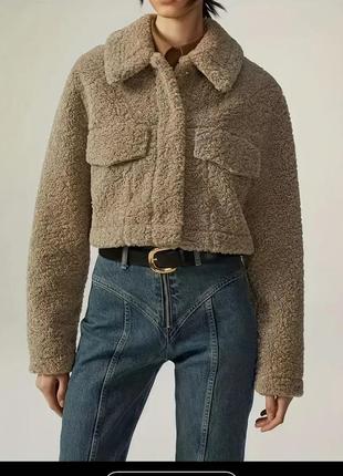 Тедди шубка под zara дубленка дубленка короткая тедди барашка коричневая трендовый цвет мокко