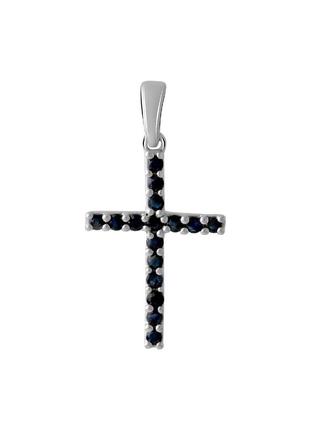 Крестик серебро с сапфиром 0.81ct