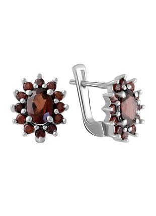 Серьги серебро с гранатом 3ct