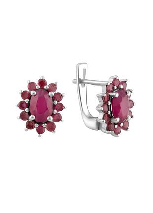Серьги серебро с рубином 3.38ct