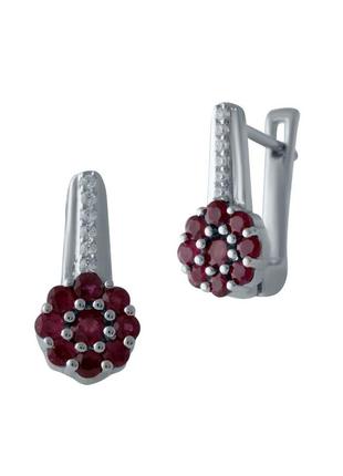 Серьги серебро с рубином 1.238ct