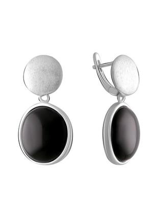 Сережки срібло з оніксом 17.281ct