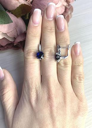 Серьги серебро с сапфиром nano 2.995ct