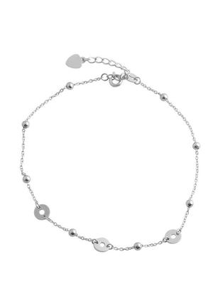 Браслет серебро на ногу без камней (23-26см)