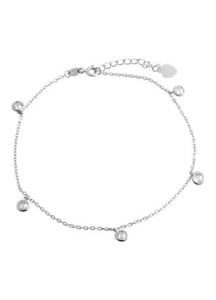 Браслет серебро на ногу с фианитами (23-26см)