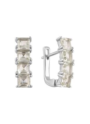 Сережки срібло з зеленим аметистом 2.913ct