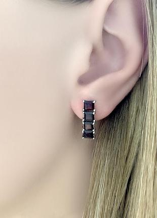 Серьги серебро с гранатом 3.491ct 3