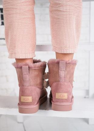 Женские розовые угги ugg mini bailey bow ii pink10 фото